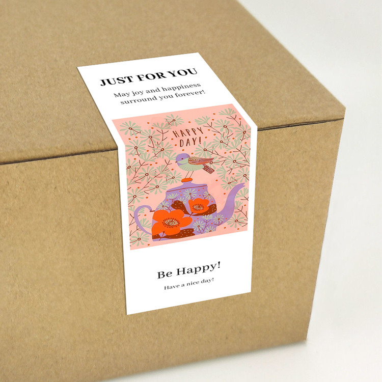 gytz785快乐微笑高级感森系唯美小清晰插画通用不干胶贴纸封口贴