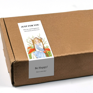 gytz529快乐微笑高级感森系唯美小清晰插画通用不干胶贴纸封口贴