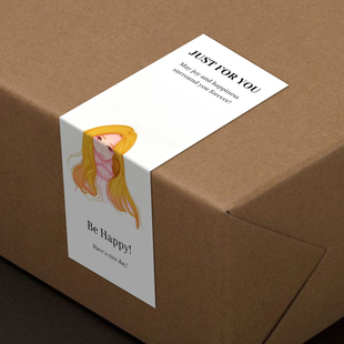 gytz572快乐微笑高级感森系唯美小清晰插画通用不干胶贴纸封口贴