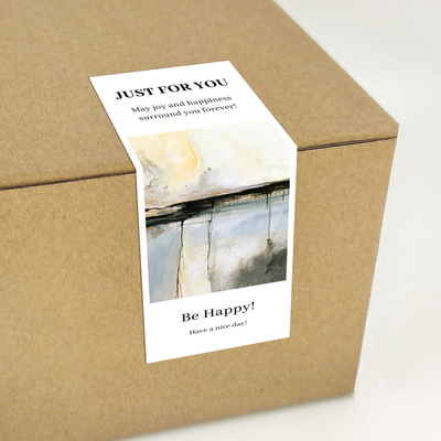 gytz7182中式古风水墨工笔抽象艺术通用超大不干胶贴纸定制封口贴