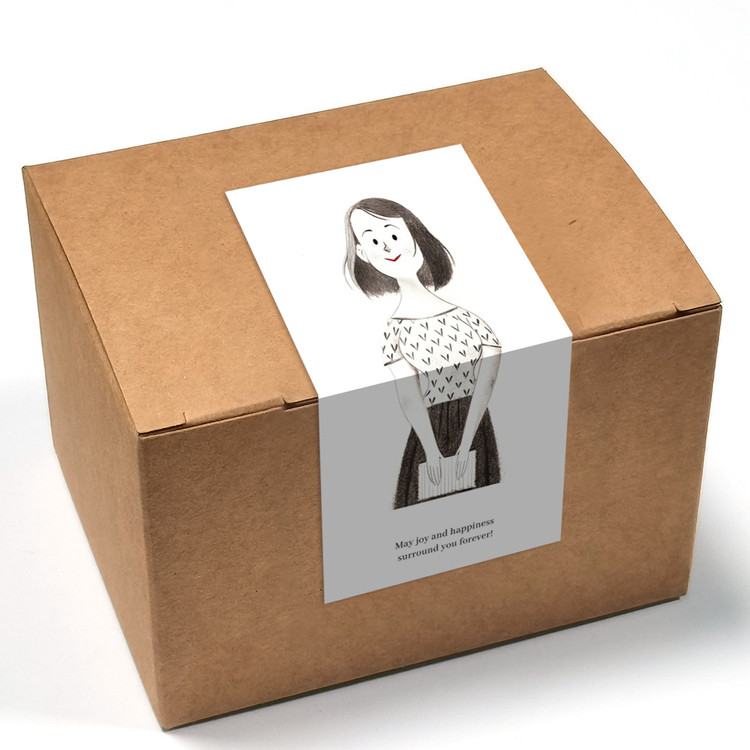 gytz599快乐微笑高级感森系唯美小清晰插画通用不干胶贴纸封口贴