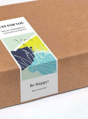 gytz7198中式古风水墨工笔抽象艺术通用超大不干胶贴纸定制封口贴