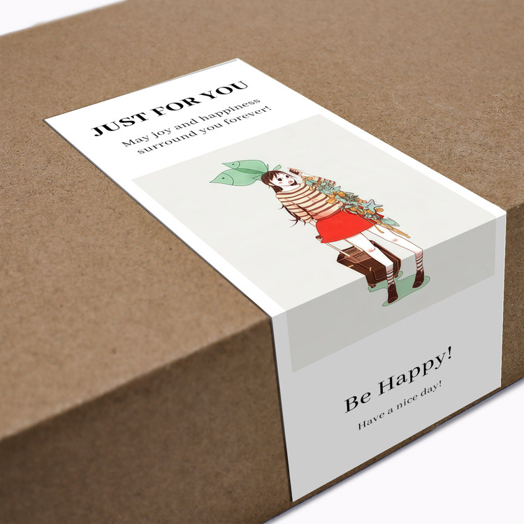 gytz762快乐微笑高级感森系唯美小清晰插画通用不干胶贴纸封口贴