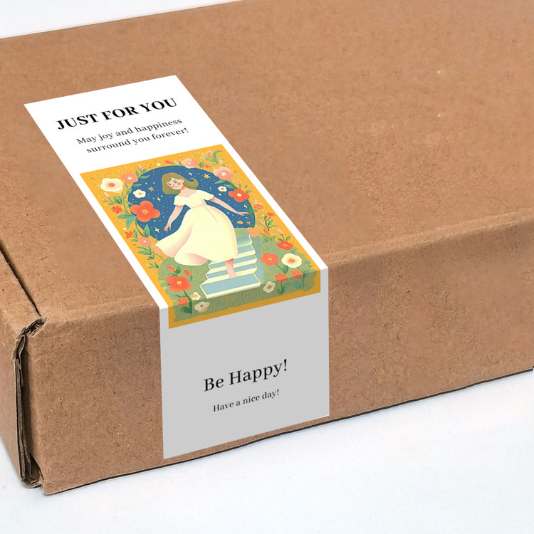 gytz799快乐微笑高级感森系唯美小清晰插画通用不干胶贴纸封口贴