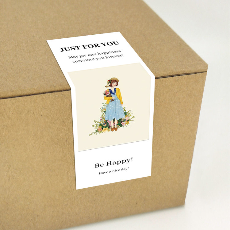 gytz791快乐微笑高级感森系唯美小清晰插画通用不干胶贴纸封口贴