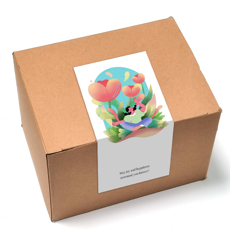 gytz681快乐微笑高级感森系唯美小清晰插画通用不干胶贴纸封口贴