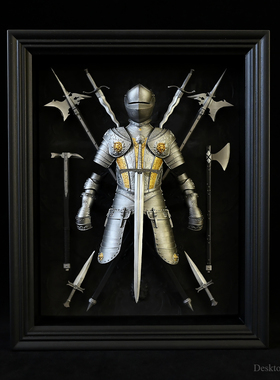 龙飞兔舞 桌面装饰品树脂摆件 欧洲中世纪骑士盔甲相框  LTCP-339