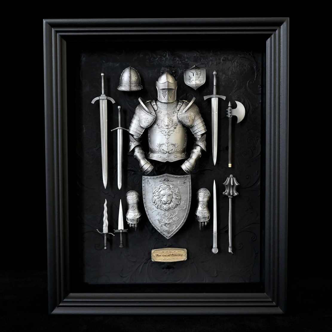 龙飞兔舞 家居装饰树脂摆件 欧洲英法中世纪骑士盔甲相框LTCP-266