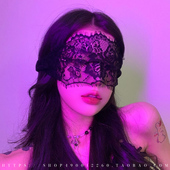 性感黑色蕾丝花边眼罩禁欲系遮光镂空面纱氛围感蒙眼面具面纱女