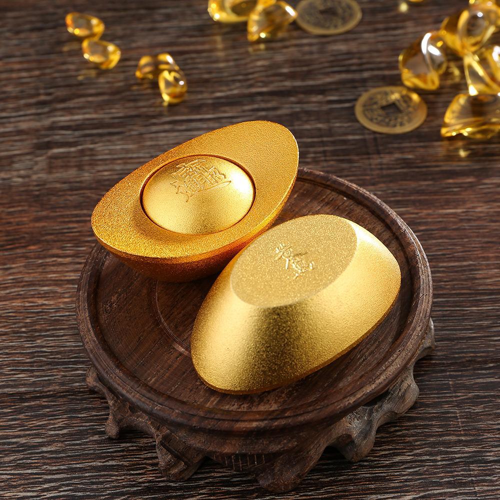 实心沙金转转元宝招财进宝道具财神客厅聚宝盆装饰品开业乔迁礼品