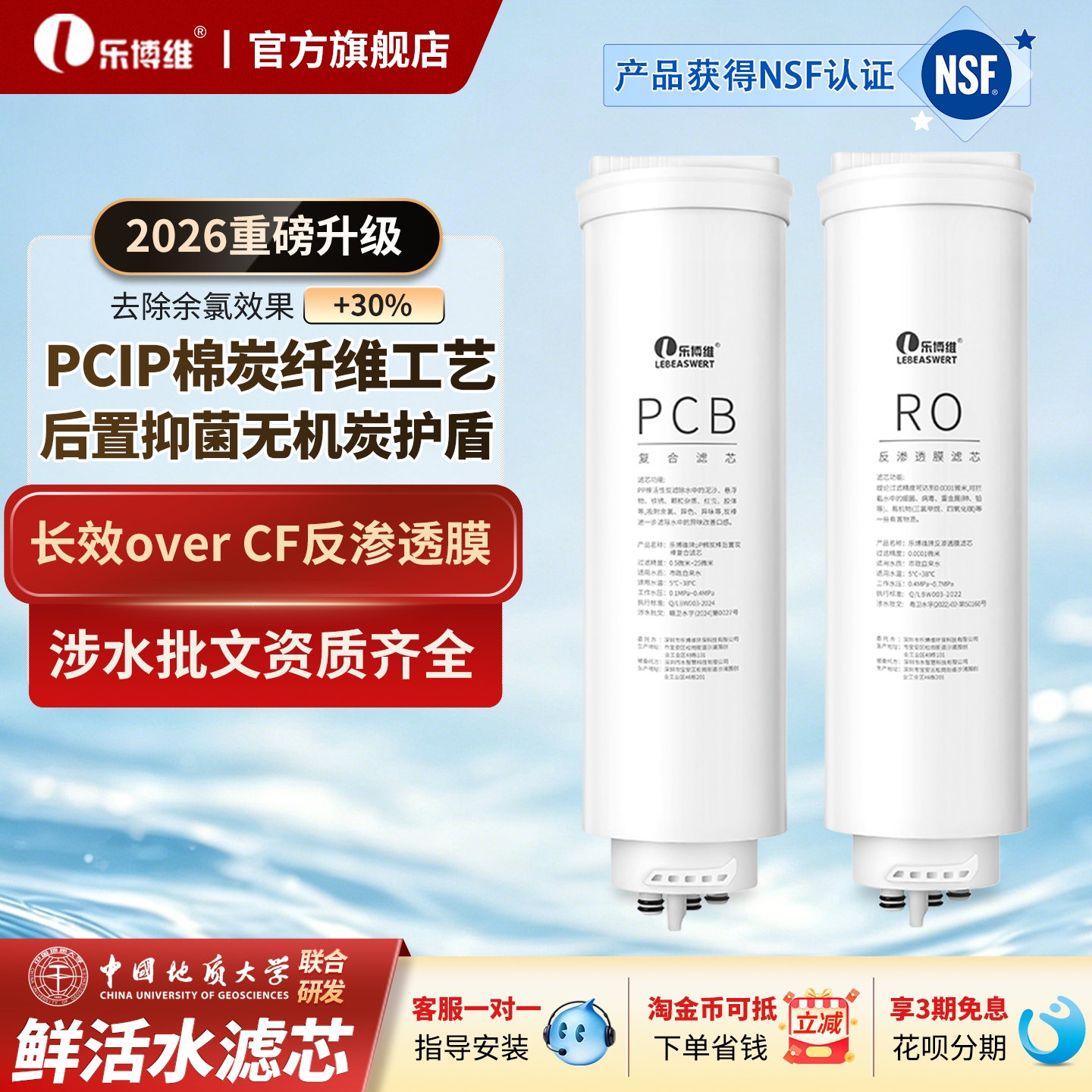 乐博维适用美的白泽净水器滤芯1000GRO麒麟J600澎湃T800星河PCB