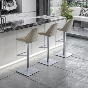 不锈钢吧台椅高脚吧凳金属创意升降旋转北欧轻奢高端靠背简约719A