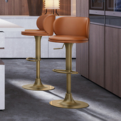吧台椅椅子大师设计轻奢升降旋转靠背高餐椅岛台高脚凳吧台凳7206