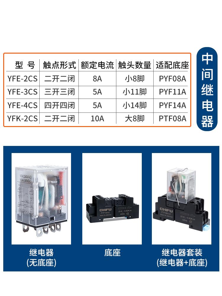 Intermediate relay 220v AC 24vHH52P DC DC12V6V8 pin miniature electromagnetic relay with base