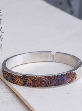 老寸银器小众情侣银手镯手工定制