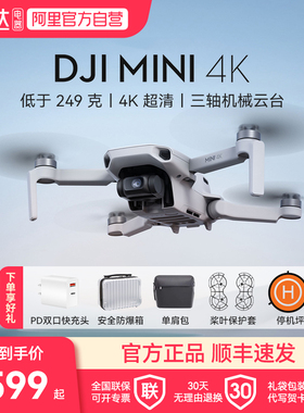 大疆 DJI Mini 4K 超高清迷你航拍无人机 三轴机械增稳数字图传 新手入门级飞行相机 长续航智能拍摄遥控飞机