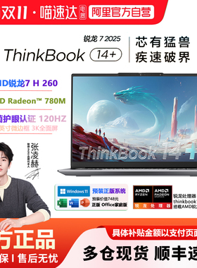 ThinkPad笔记本电脑ThinkBook14+ AMD锐龙H 260 32G+1TB 轻薄商务差旅办公游戏3K护眼屏幕大学生学习电脑192