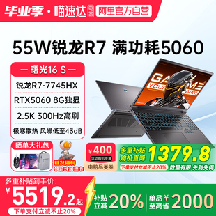 2.5K RTX5060独显锐龙R7 7745HX 16英寸电竞游戏本笔记本电脑2025新款 300Hz 国家补贴20% 机械师曙光16S