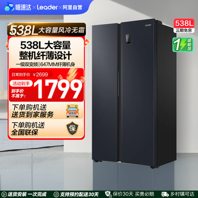 政府换新补贴海尔统帅538L对开双开门无霜一级变频大容量家用冰箱