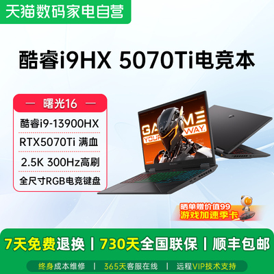 机械师曙光16 RTX5070Ti显卡/英特尔i9-13900HX 300Hz高刷 直播网课电竞学生办公Ai游戏本笔记本电脑