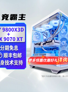 瀚铠VASTARMOR AMD 9800X3D+RX9070XT 32G内存 1/2T M.2 SSD 白色水冷海景房 DIY电脑组装配件 322