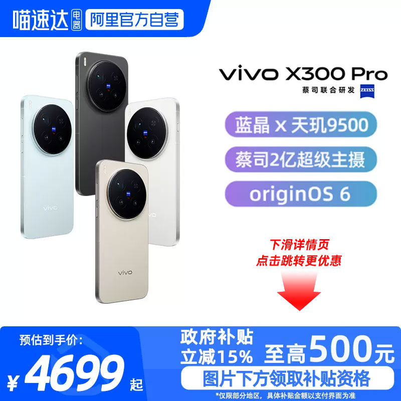 【政府补贴15%|阿里官方自营】免息 vivo X300 Pro