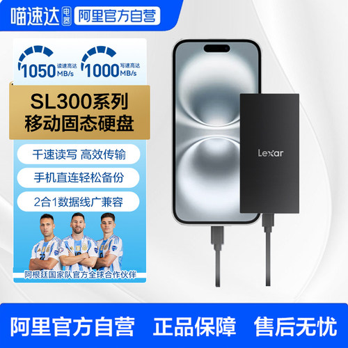 雷克沙SL300移动固态硬盘usb3.2 Type-C高速传输手机外录pssd硬盘