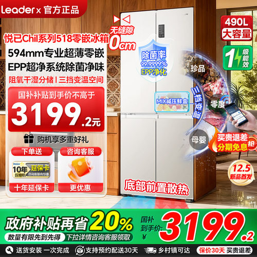 一级能效零嵌入490L国补20%十字