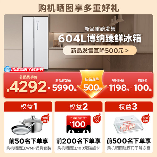 西门子KA98CE120C对开门604L冰箱