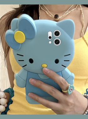 适用opporeno14手机壳reno13pro+蓝色kt猫reon12蝴蝶结11立体10卡通9可爱8凯蒂猫7se趣味6硅胶5软壳4十oppo女