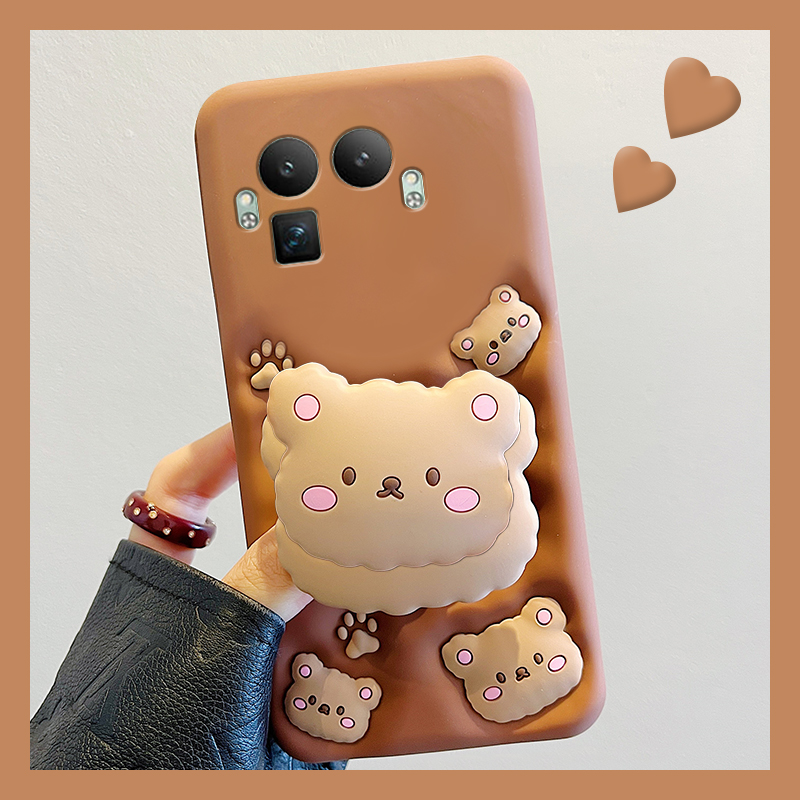 棕色棉花熊适用oppo真我13pro+手机壳gt8立体12pro至尊版11支架neo7尼龙绳gt6可爱5se卡通3硅胶2t十realme软p
