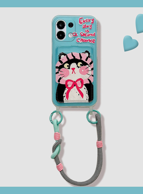 卡通蓝色油画猫咪适用oppok13turbo手机壳k13turbopro可爱por趣味0ppo搞怪0pp0卡包oppo插卡卡套硅胶软壳女生