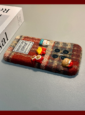 毛绒兔子小熊适用华为matex7手机壳purax秋冬pocket2红色magicvs3格子novaflips绒布p50pocket折叠屏xs2硬壳p