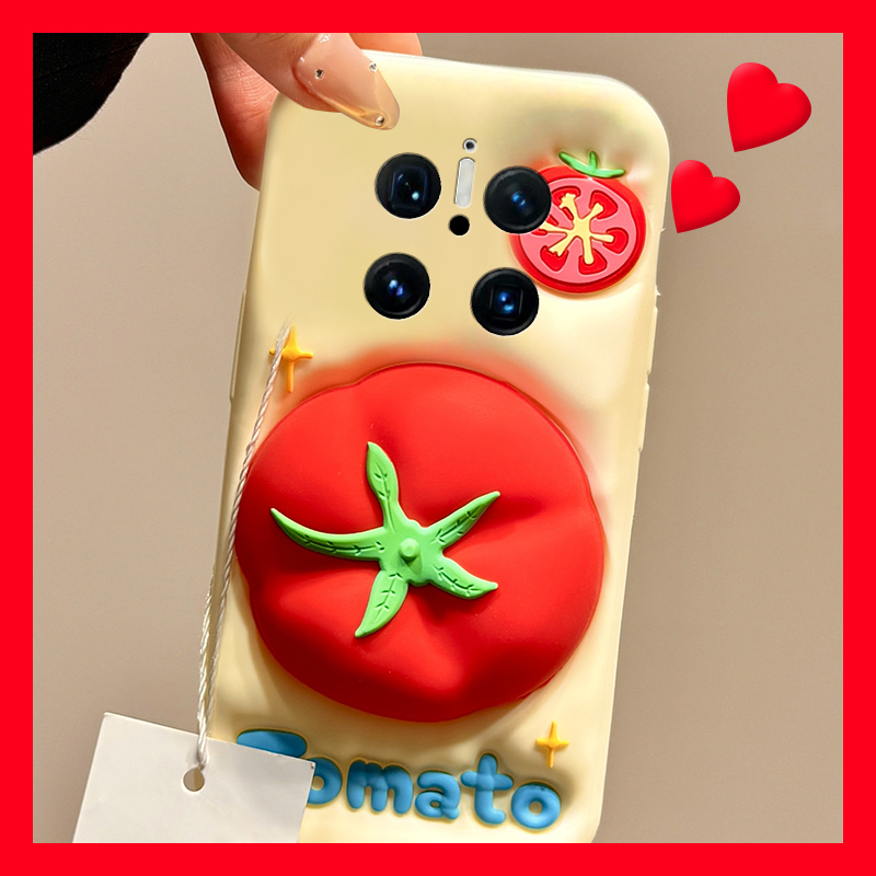 手机壳硅胶ins风立体西红柿支架带尼龙绳