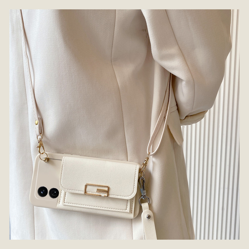 手机壳硅胶简约回字扣卡包零钱包带斜跨挂绳