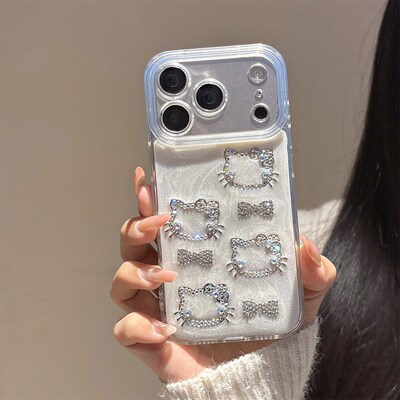 手机壳硅胶滴胶白沙卡通立体水钻