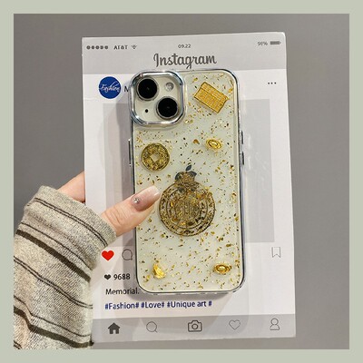 手机壳滴胶金箔金色八卦铜钱元宝