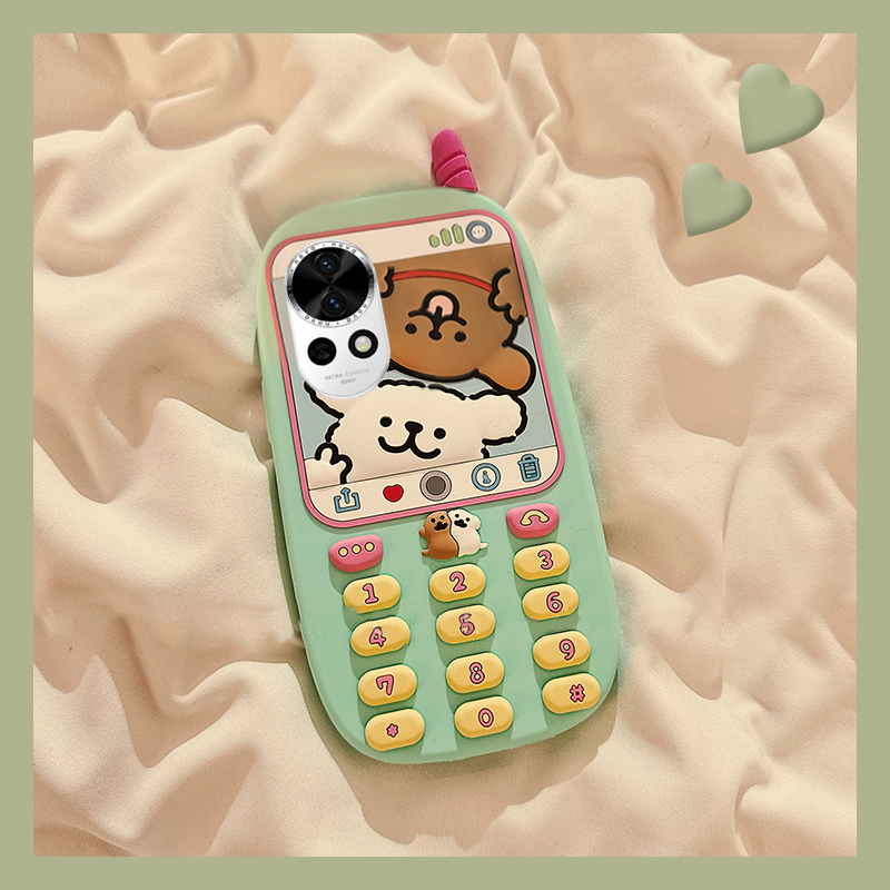 手机壳硅胶电话机大哥大卡通线条小狗