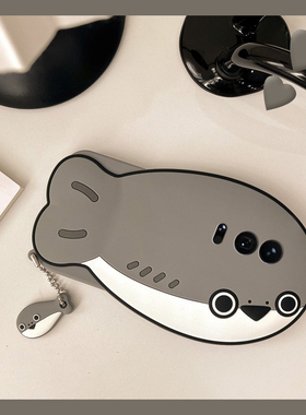 灰色鲸鱼适用小米17promax手机壳15spro立体14ultra创意civi5pro个性13卡通12x可爱10s趣味11硅胶8女mix4套mi