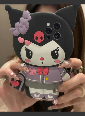 适用苹果16e手机壳iPhone15promax卡通14立体13黑色11库洛米12爱心8plus可爱7p趣味6s超萌xsmax八8七x硅胶软p