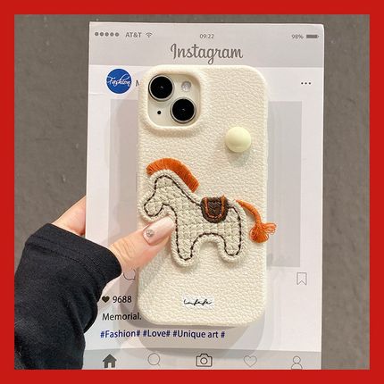 M豆刺绣小马2026适用opporeno15pro手机壳reno14新年reon13卡通12立体11带10挂绳9马年8仿皮7se皮纹6十oppo女