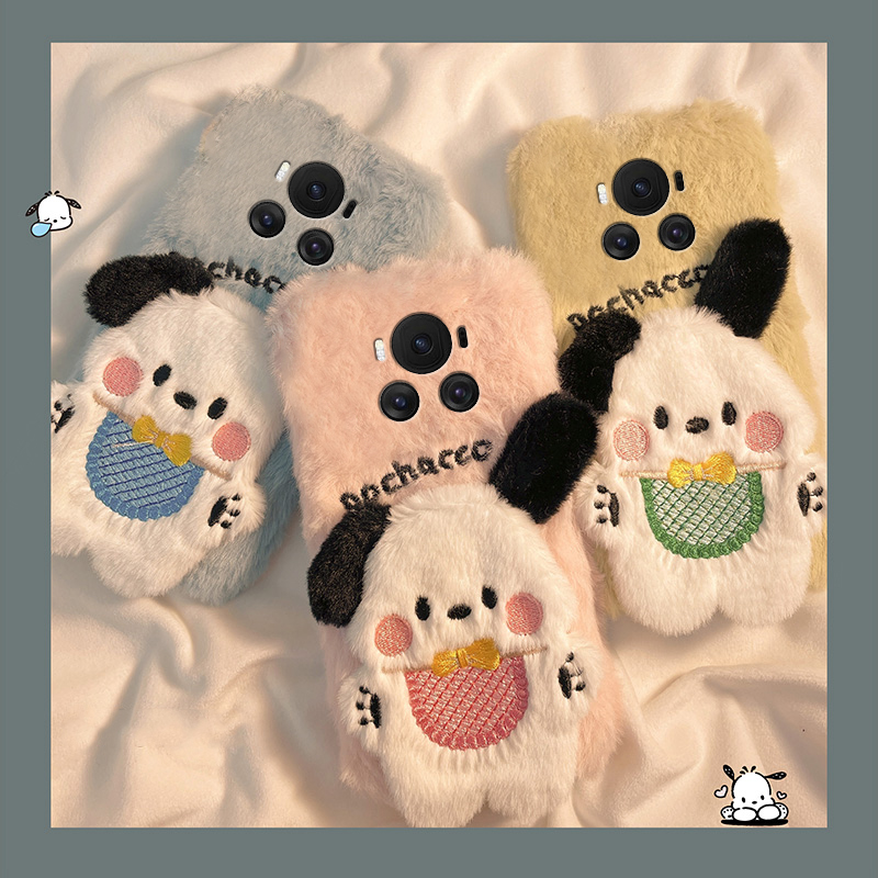 手机壳秋冬毛绒立体刺绣卡通帕恰狗