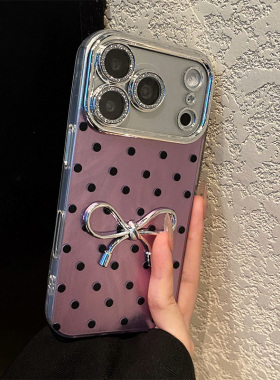 ins风黑色波点适用小米红米note15r手机壳turbo5max立体14pro+银色13蝴蝶结12turbo带11挂链10韩系十redmi女p