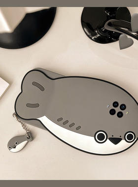 灰色鲸鱼适用华为nova14ultra手机壳nove13pro立体12活力版创意11se个性10z卡通9por可爱8趣味7i硅胶6软壳5女