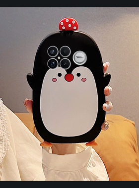 适用小米红米k90手机壳k90promax卡通k90pro立体por蘑菇企鹅可爱redmik呆萌黑色趣味创意新款防摔硅胶保护套p