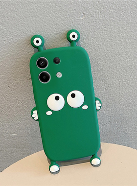 适用小米红米note14手机壳noto13pro+卡通12turbo立体11t青蛙10煤球9可爱8超萌7趣味12十11绿色redmi硅胶软壳