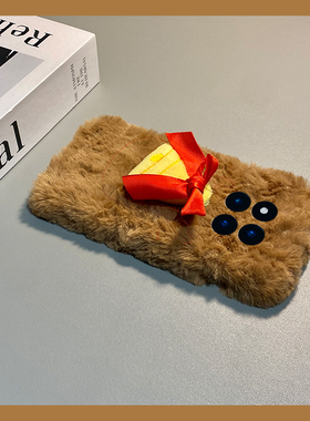 ins风红色蝴蝶结适用小米红米note15pro+手机壳noto14秋冬13毛绒12turbo立体11tpro带10挂链9por冬天十redmi