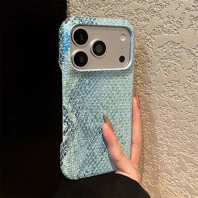手机壳烫金奢华蟒蛇纹渐变蓝色