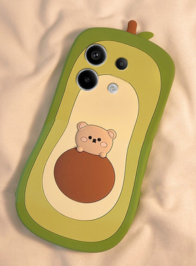 适用小米红米note14手机壳noto13pro+卡通12turbo立体11t牛油果10小熊9可爱8绿色7创意12十11趣味redmi硅胶软