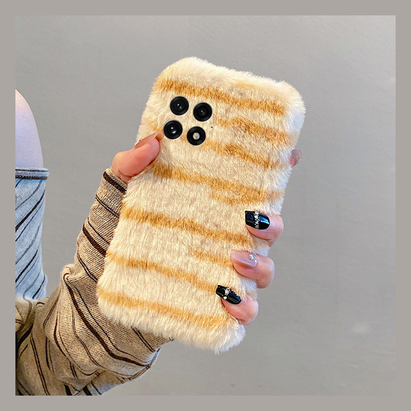 ins风线条豹纹适用oppo一加12手机壳ace3条纹2pro撞色2v秋冬季1毛绒9rt毛茸茸8t新款7tpro拼色6t软1+oneplus